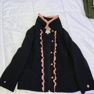Black and pink frilled Mod Cloth buttoned blazer